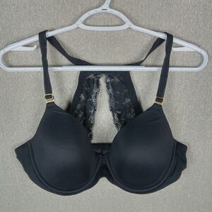 Soma Embraceable Racerback Bra 38D Black Underwire Lace Floral Full Coverage